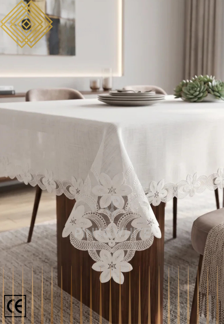 Frida Premium Gipürlü Masa Örtüsü – 160x300 cm