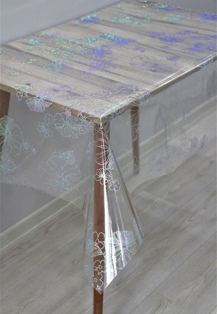 Pvc Şeffaf Simli Silinebilir Masa Örtüsü