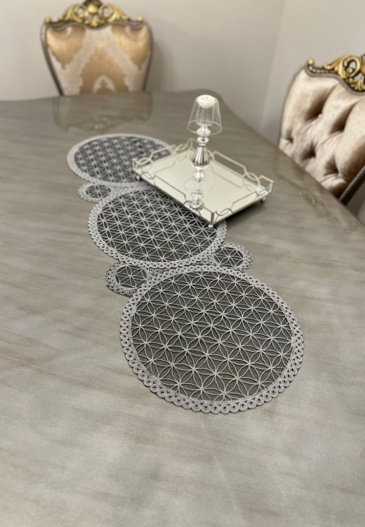 zerrin 35x115 cm siyah-gri runner 