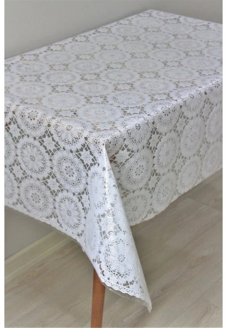 Pvc Şeffaf Kaplama Muşamba Masa Örtüsü-Dantel006
