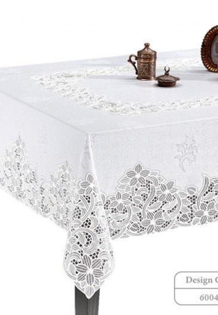 Hazır Dantel Görünümlü Silinebilir PVC Muşamba Masa Örtüsü çiçek