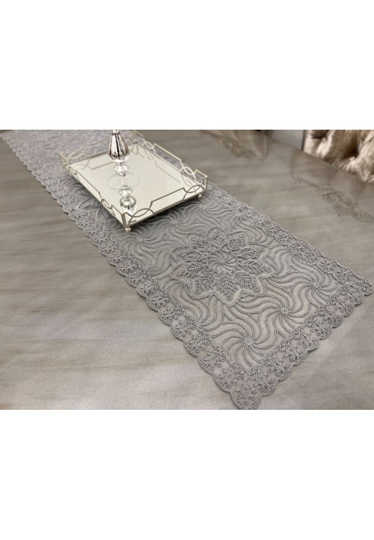 Yappi 35x140 cm Kordonlu runner Gri